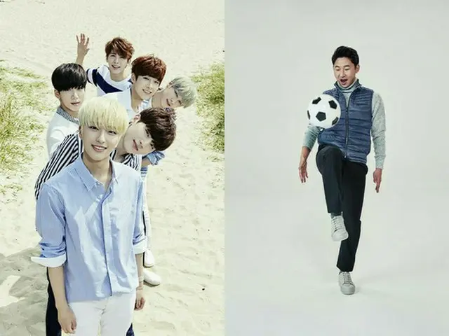 韓国アイドルグループ「SNUPER」が元サッカー韓国代表のイ・チョンスから特訓を受ける。（提供:news1）