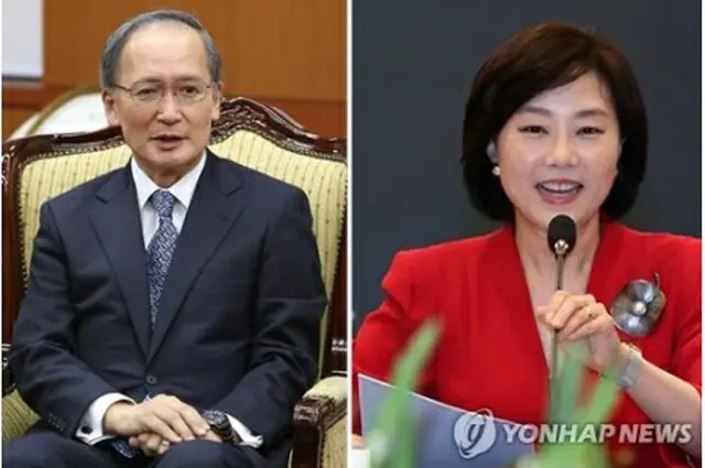 趙長官（右）と長嶺大使＝（聯合ニュース）