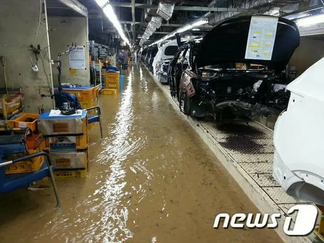 強い台風18号の影響で現代自動車蔚山（ウルサン）工場の生産ラインがストップした。