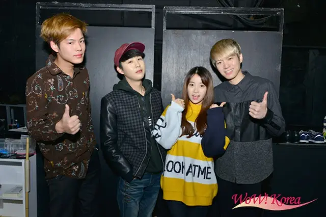 左から「Apeace」ドゥファン、「大国男児」インジュン、女優ヒョンジュ、「TRITOPS＊」イルグン