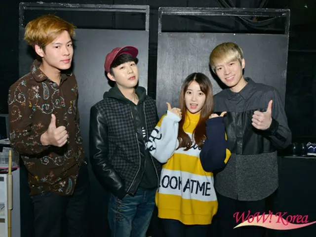 左から「Apeace」ドゥファン、「大国男児」インジュン、女優ヒョンジュ、「TRITOPS＊」イルグン