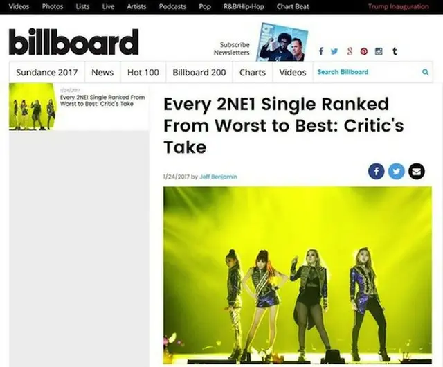米ビルボードが「2NE1」の多くのヒット曲の中で“最高の曲”を厳選して発表した（提供:OSEN）