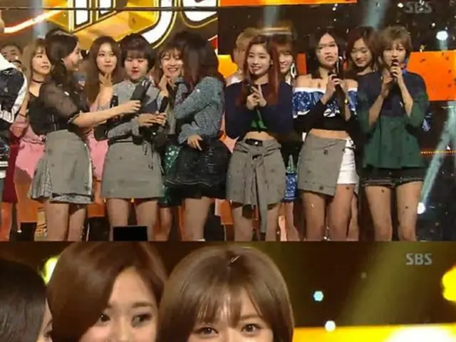 5日午後に放送されたSBS「人気歌謡」で、「防弾少年団」「Red Velvet」を抑え、「TWICE」が1位に輝いた。（提供:OSEN）