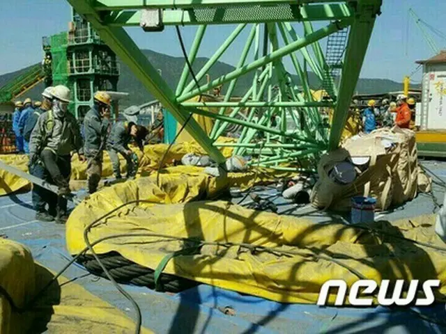 サムスン重工業、クレーン事故現場を公開… 軽傷者14人は帰宅