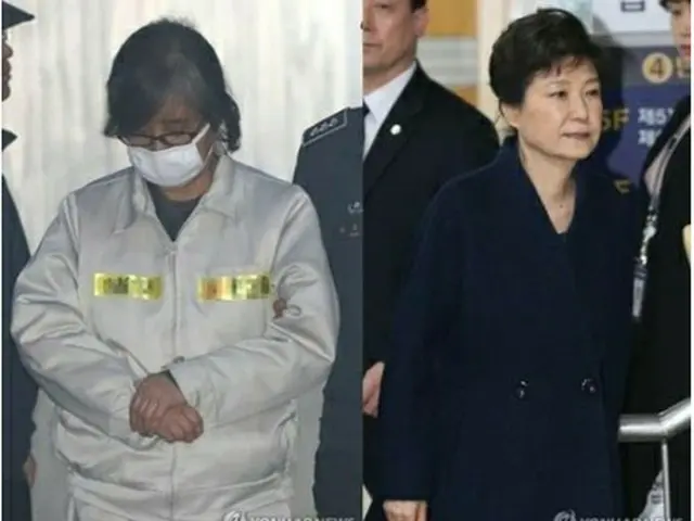 朴槿恵被告（右）と親友の崔順実被告＝（聯合ニュース）