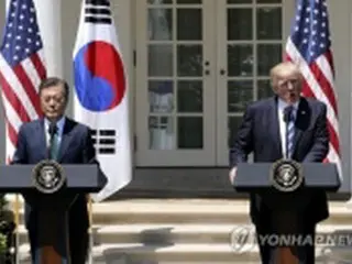 トランプ氏　「北朝鮮への忍耐終わった」＝文大統領と会見