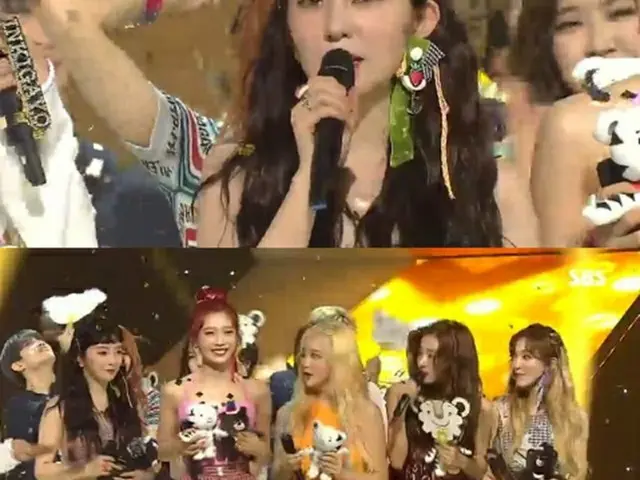 23日に放送されたSBS「人気歌謡」で、「Red Velvet」の「Red Flavor」が、「MAMAMOO」の「Yes I am」、Heizeの「You, Clouds, Rain」を抑え1位を獲得した。（提供:OSEN）