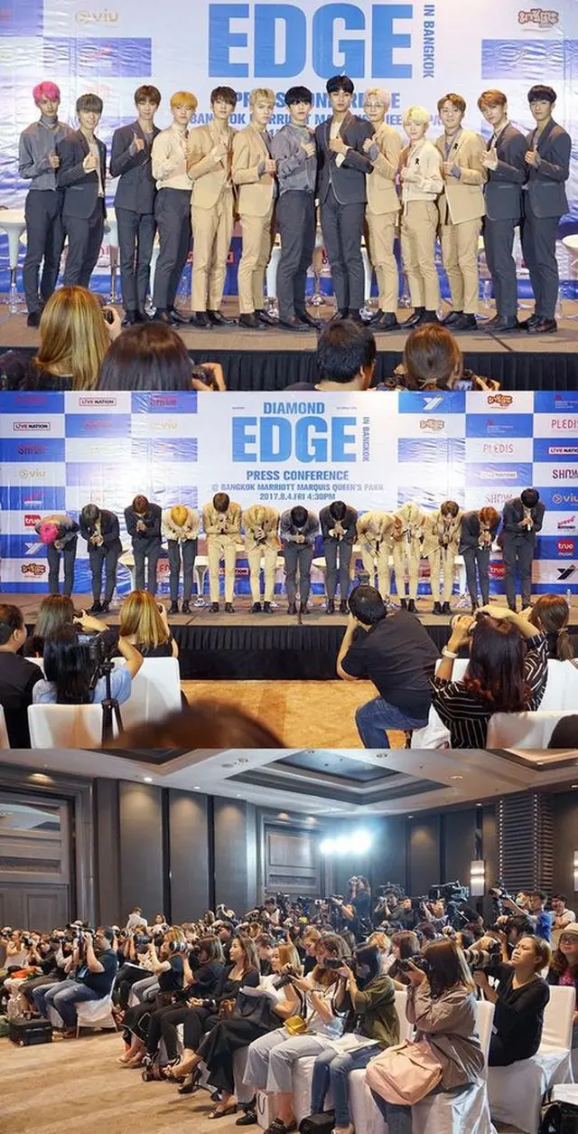 韓国ボーイズグループ「SEVENTEEN」が、初のワールドツアーとなる「DIAMOND EDGE」のバンコク公演を前に記者会見を開き、メディアからの熱い視線を浴びた。（提供:OSEN）
