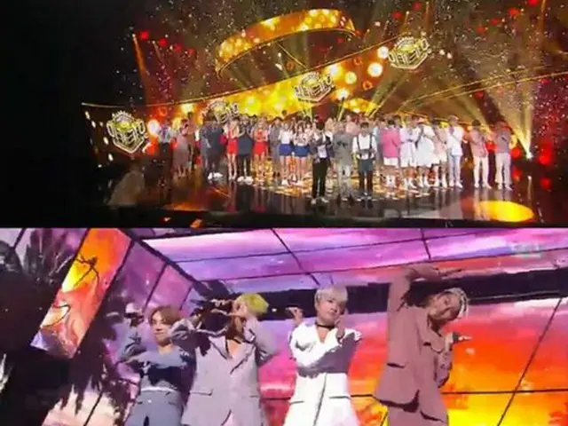 6日に放送されたSBS音楽番組「人気歌謡」で、「EXO」の「Ko Ko Bop」が、Heizeの「You, Clouds, Rain」と「Red Velvet」の「Red Flavor」を抑え、8月第1週の1位に輝いた。（提供:OSEN）