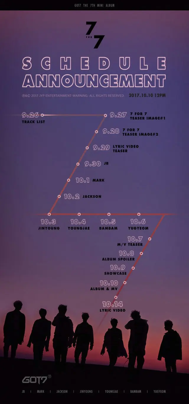 「GOT7」、10月10日に新譜「7 for 7」発表…カムバックスケジュール公開！（提供:OSEN）