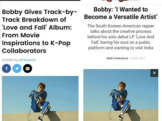 韓国アイドルグループ「iKON」のBOBBYが初のソロアルバム発表以降、ビルボードやローリング・ストーンなど主要海外メディアの関心を一身に受けている。（提供:OSEN）