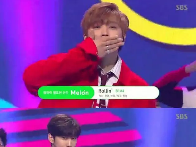 「B1A4」が15日に放送されたSBS「人気歌謡」で、新曲「Rollin」を引っさげ、ステージに立った。（提供:OSEN）