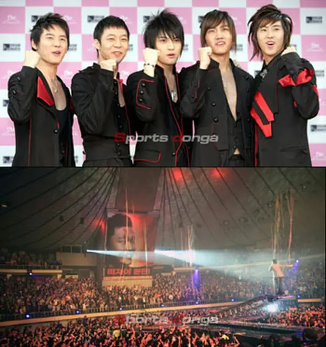 写真上＝東方神起、写真下＝コンサート時のPSY