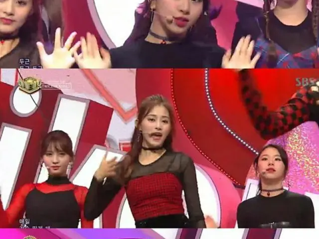 5日午後に放送されたSBS「人気歌謡」で、「TWICE」が新曲「Likey」で、カムバックステージを披露した。（提供:OSEN）