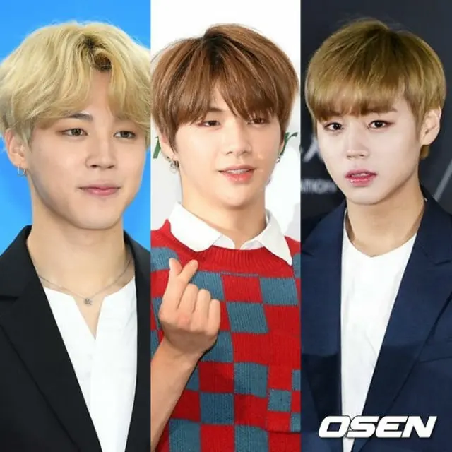 ボーイズグループ個人ブランド2017年12月のビッグデータ分析結果、1位は「Wanna One」カン・ダニエル、2位は「防弾少年団」JIMIN、3位は「Wanna One」パク・ジフンだった。(提供:OSEN）