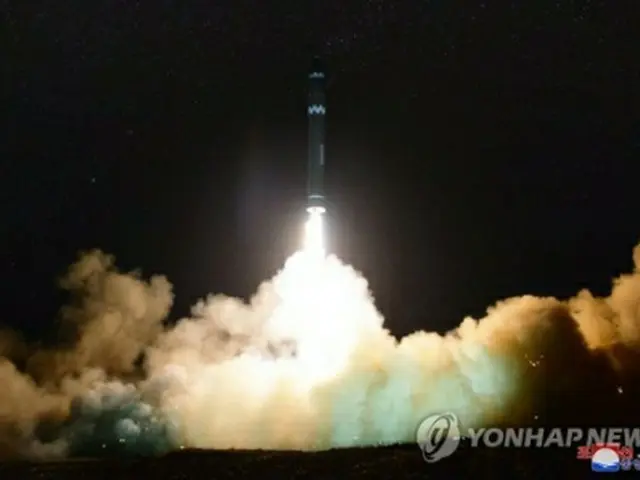 北朝鮮は１１月、新型のＩＣＢＭ級「火星１５」の発射実験を行った＝（朝鮮中央通信＝聯合ニュース）
