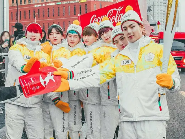 韓国アイドルグループ「MONSTA X」が2018年平昌（ピョンチャン）冬季五輪の聖火リレーに参加した。（提供:OSEN）