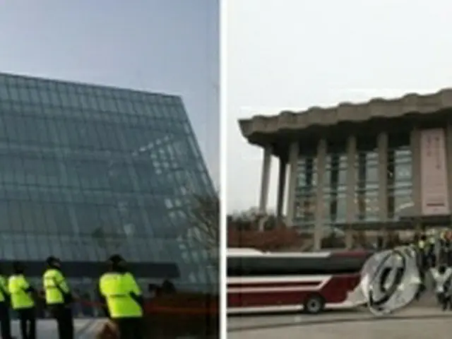 芸術団の公演が予定されている江原道の江陵アートセンター（左）とソウルの国立劇場（資料写真）＝（聯合ニュース）