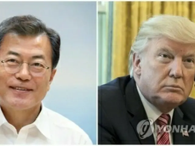 文大統領とトランプ大統領（青瓦台提供）=３日、ソウル（ＥＰＡ＝聯合ニュース）