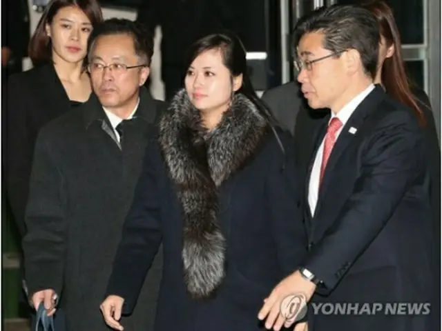 １月２２日、視察を終えて北朝鮮に戻る三池淵管弦楽団の玄松月（ヒョン・ソンウォル）団長（写真共同取材団）＝（聯合ニュース）