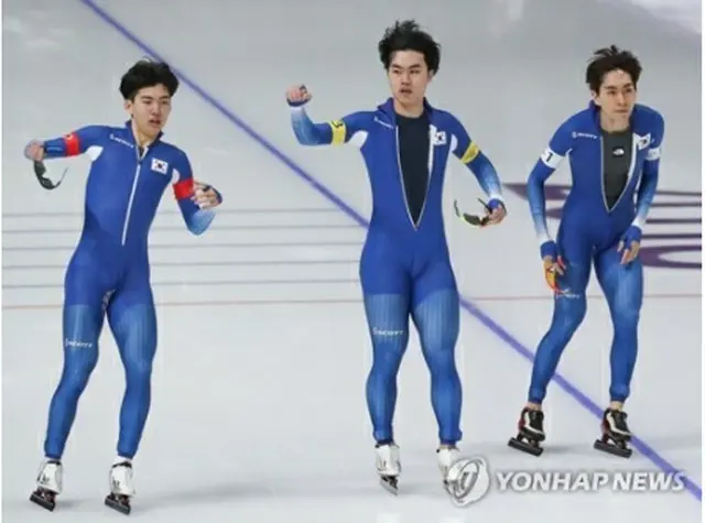 スピードスケート男子団体追い抜き１回戦で準決勝進出を決めた韓国（資料写真）＝（聯合ニュース）