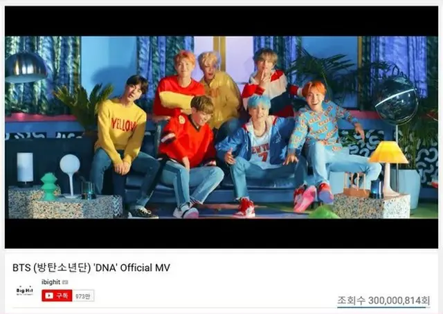 「防弾少年団」、楽曲「DNA」MVが3億ビューを突破＝K-POP史上”最短期間”（提供:news1）