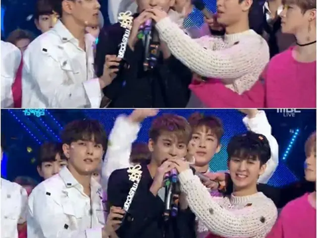 人気アイドルグループiKONが、MBC音楽番組「ショー音楽中心」で3週連続1位を獲得した。(写真:OSEM)