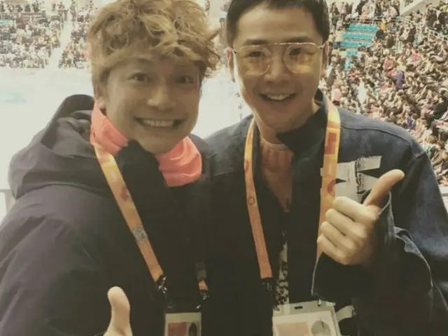 香取慎吾が10日、自身のInstagramにチャン・グンソクと撮った写真を公開した。（提供:OSEN）