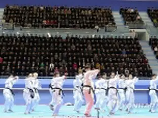 ［写真］韓国テコンドー演武団　１６年ぶり平壌公演