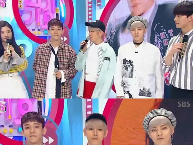 15日午後に放送されたSBS「人気歌謡」で、カムバックステージを披露した「EXO-CBX」。（提供:OSEN）