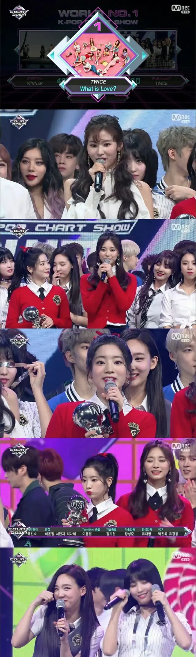 韓国ガールズグループ「TWICE」がMnetの音楽番組「M COUNTDOWN」で1位を獲得した。（提供:OSEN）