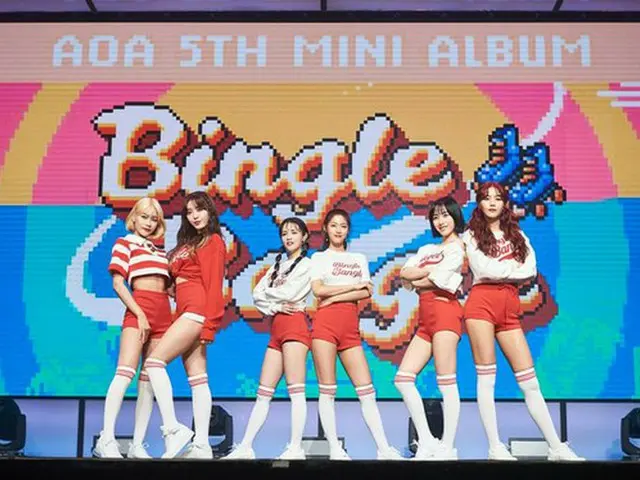 韓国ガールズグループ「AOA」が5thミニアルバム「BINGLE BANGLE」発売と同時にiTunes K-POPチャート上位にランクインした。（提供:OSEN）