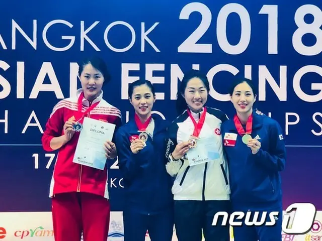 キム・ジヨンがアジアフェンシング世界選手権女子サブール2連覇に成功した。（提供:news1）
