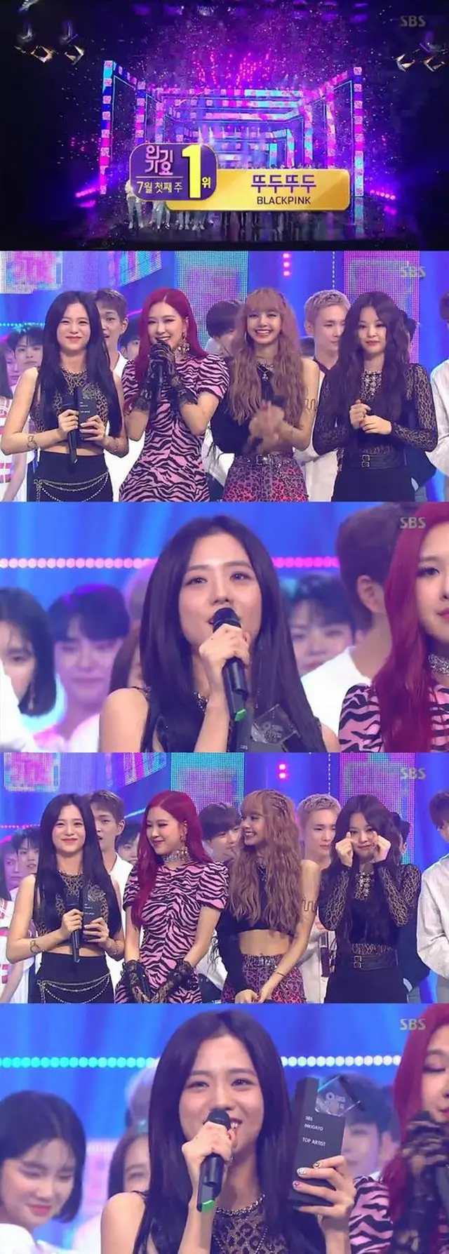 SBS「人気歌謡」で「BLACKPINK」が1位のトロフィーを手にし、6冠を獲得した。（提供:OSEN）