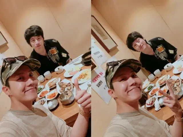 「防弾少年団」J-HOPE、訪韓した坂口健太郎との食事風景を公開…イケメン2人に視線集中（防弾少年団SNS）