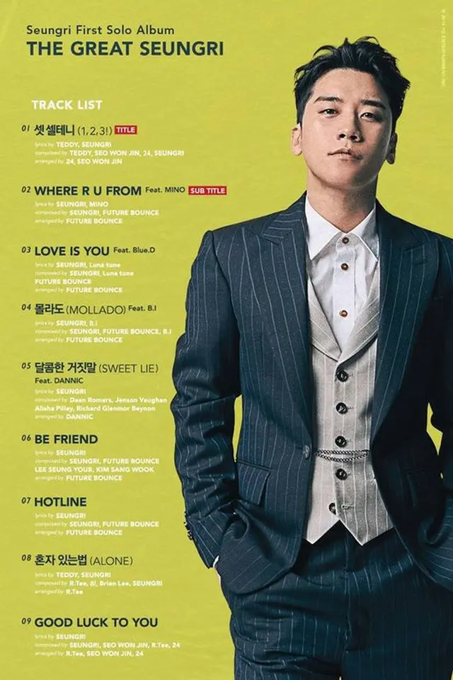 「BIGBANG」V.I、ソロアルバムのトラックリスト公開！＝MINO＆B.Iがフィーチャリング（提供:OSEN）