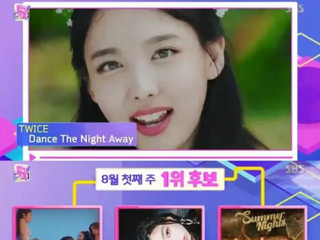 5日に生放送されたSBS「人気歌謡」で、「TWICE」が「Dance The Night Away」で、8月第1週の1位を獲得した。（提供:OSEN）