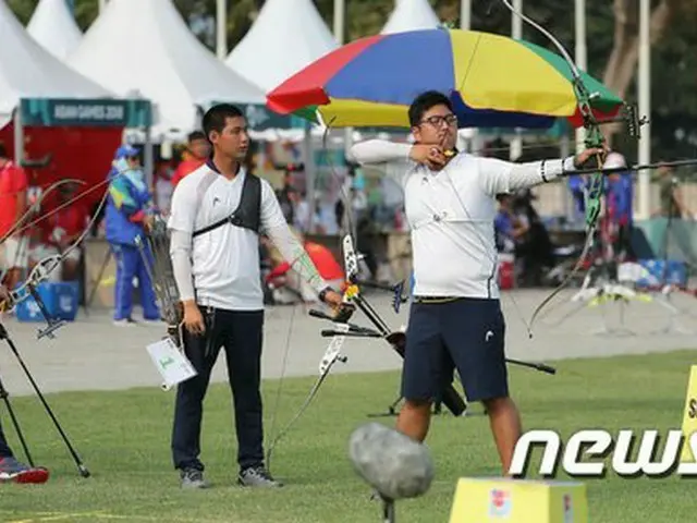＜2018ア大会＞韓国男子アーチェリー、団体戦でチャイニーズ・タイペイに敗れ銀メダル（提供:news1）