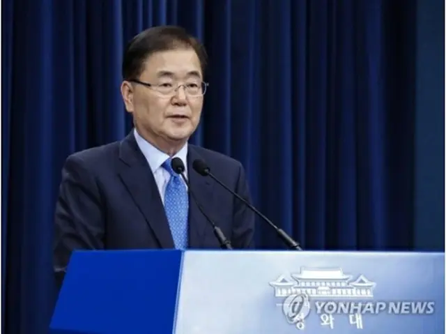 会見する鄭国家安保室長＝（聯合ニュース）