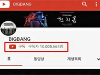 【公式】「BIGBANG」、YouTubeチャンネル登録者数1000万人を突破…兵役中も人気絶大