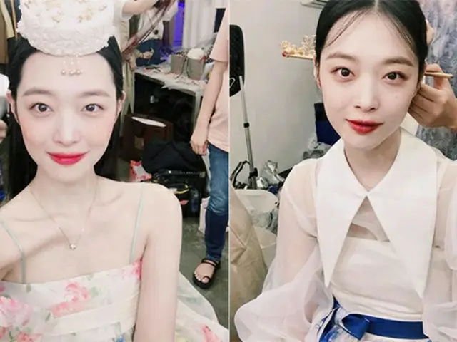 “肩露出＋シースルー”ソルリ、破格の韓服ファッションで秋夕のあいさつ（提供:OSEN）