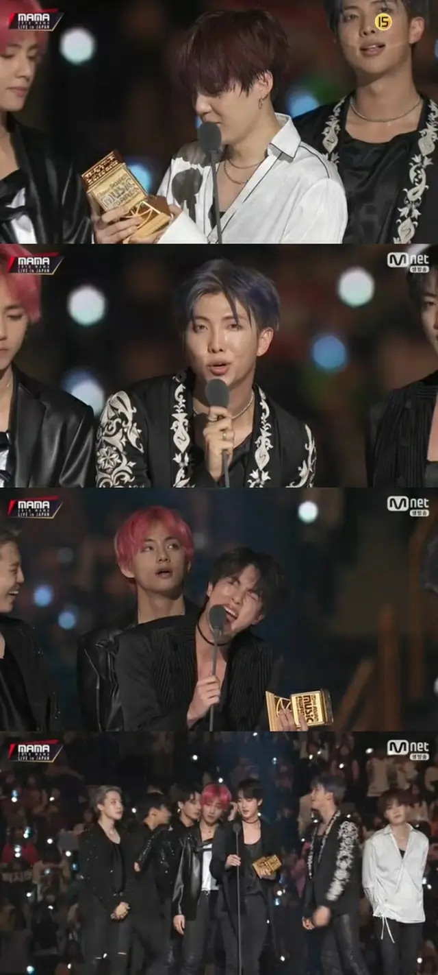 韓国ボーイズグループ「防弾少年団」が、「2018 MAMA FANS’ CHOICE in JAPAN」で大賞を受賞した。（提供:news1）
