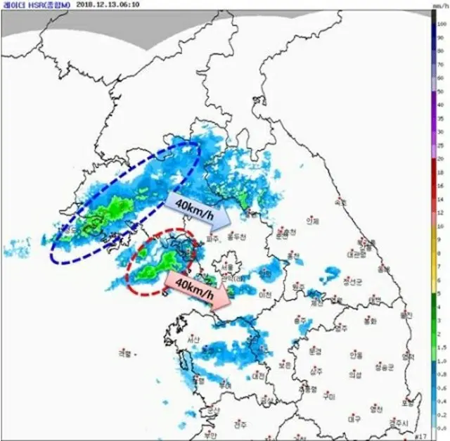 午前６時１０分現在の天気図（気象庁提供）＝（聯合ニュース）