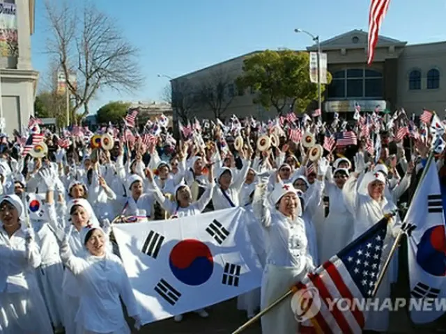 2012年に米カリフォルニア州で行われた三・一独立運動の再現行事（資料写真）＝（聯合ニュース）