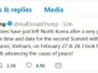 トランプ氏「２回目米朝首脳会談、ハノイで」　ツィッターで公表