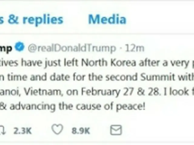トランプ大統領のツィッター＝（聨合ニュース）