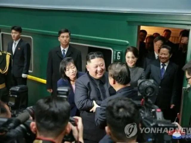 １月に専用列車で中国に到着した金正恩氏＝（聯合ニュース）
