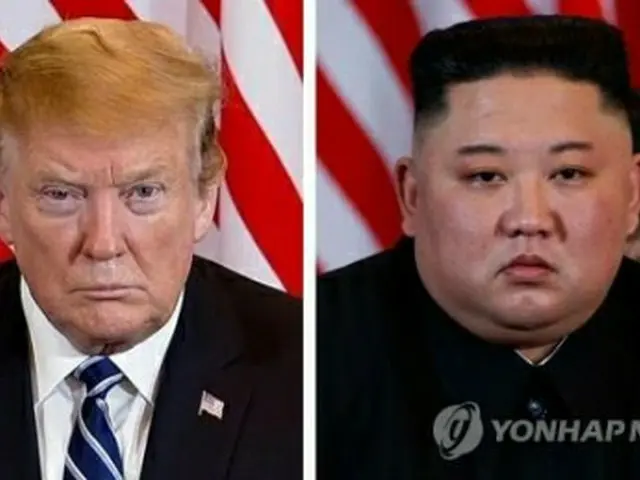 硬い表情のトランプ米大統領（左）と金正恩委員長（朝鮮労働党委員長）＝（聯合ニュース）