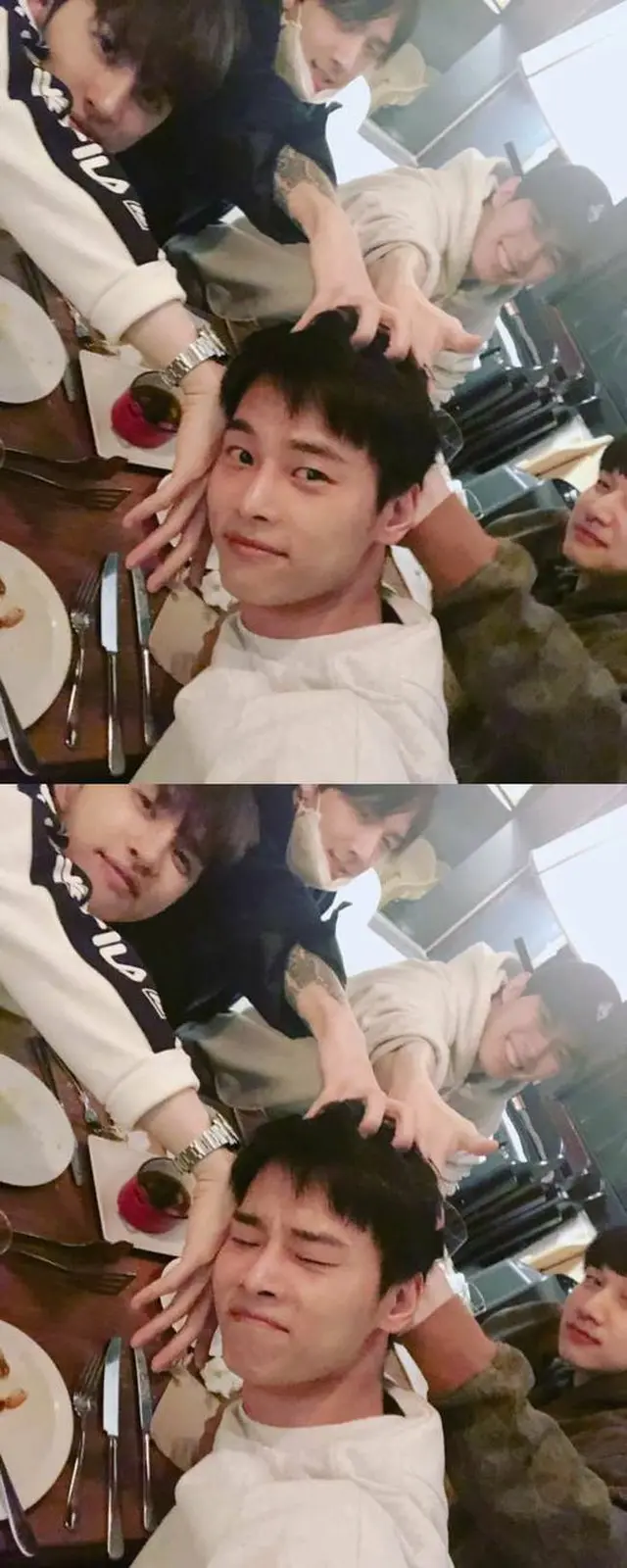 「VIXX」エンがメンバーのラビ、ケン、ホンビン、ヒョギと撮った写真を公開した。（提供:OSEN）
