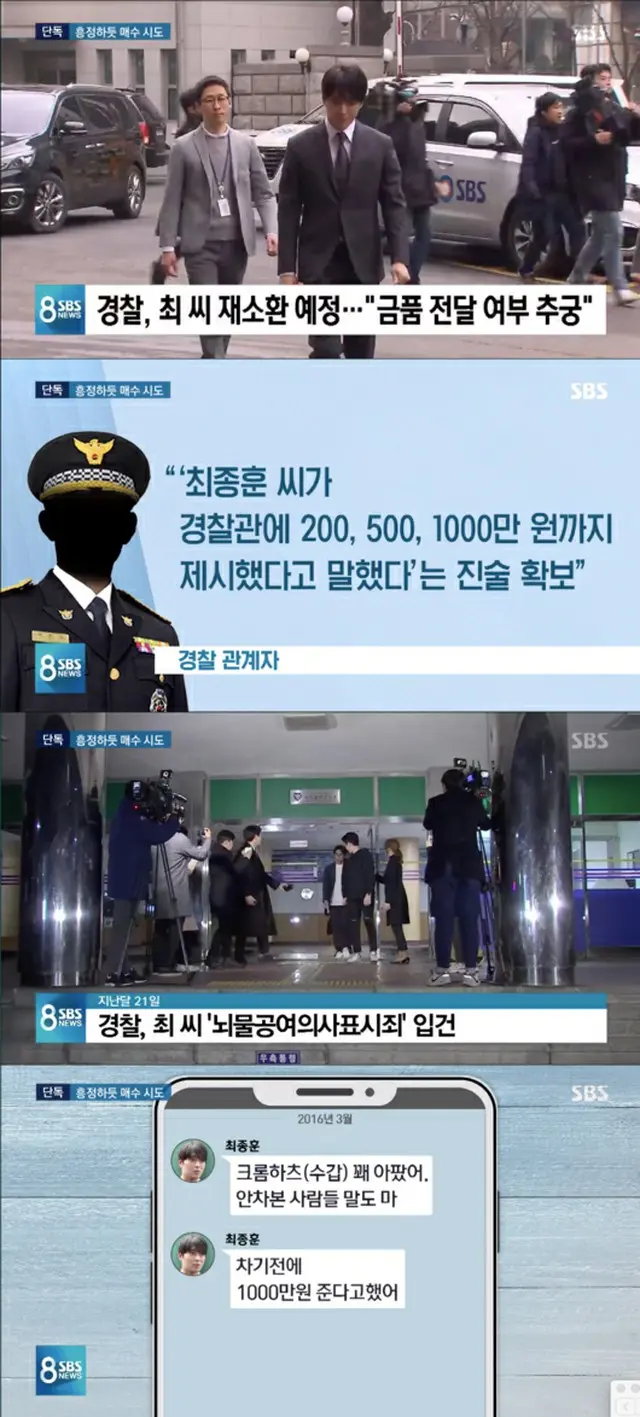 韓国歌手チェ・ジョンフン（元FTISLAND、29）が、飲酒運転で捕まった際に現場の警察官に200万ウォン（約20万円）だけではなく1000万ウォン（約100万円）まで提示していたことが明らかになった。（提供:OSEN）
